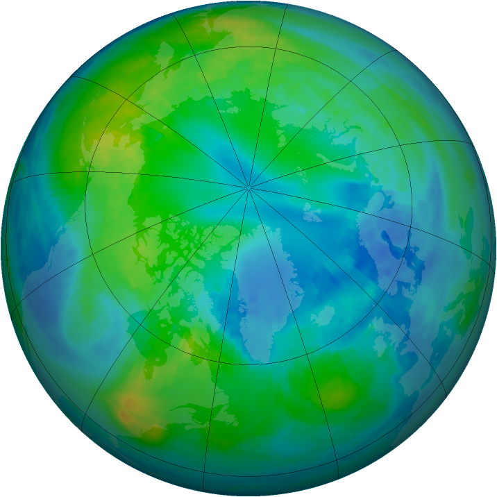 Arctic ozone map for 22 October 1988